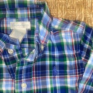 Ralph Lauren Boys Green and Blue Checkered/Plaid Shirt sz 9M